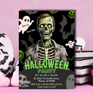 Grusel Halloween-Party-Geister-Fledermaus-Knochen Einladung