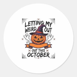 Grusel-Halloween-Shirt mit Kürbis-Geistern_1 Runder Aufkleber