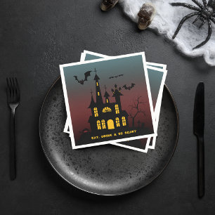 Grusel-Haus Halloween Essen Trinken Sei Gruselig P Serviette