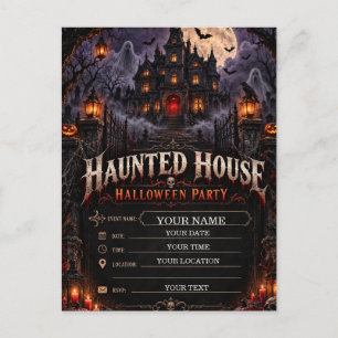 Grusel-Haus-Halloween-Party-Gothic-Horror Postkarte