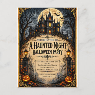 Grusel-Haus-Halloween-Party-Gotische Geister Postkarte