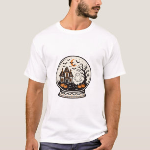Grusel-Haus Halloween-Schneekugel T-Shirt