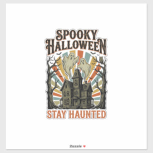 Grusel-Haus Halloween-Shirt mit Vintage-Geist P Aufkleber