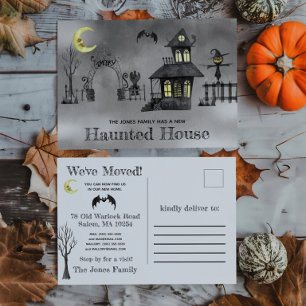 Grusel-Haus, Halloween-Umzugsankündigung Postkarte