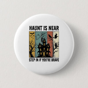 Grusel-Haus Halloween Vintage-Stich Gruselige D Button