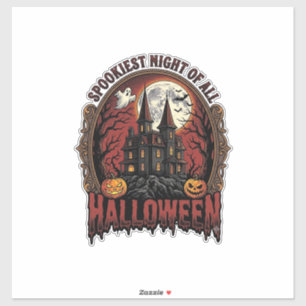 Grusel-Haus Halloween Vintage-Stich Spuk N Aufkleber