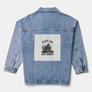 Grusel-Haus Halloween Vintage-Stich Spuk S Jeansjacke