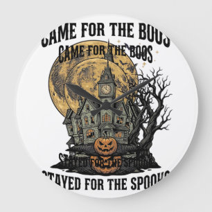 Grusel-Haus Halloween Vintage-Stich Spuk T Große Wanduhr