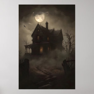 Grusel-Haus-Hexen-Druck, Halloween-Horror-Wand Poster