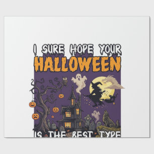 Grusel-Haus-Hexen-Geist-Halloween_1 Geschenkpapier