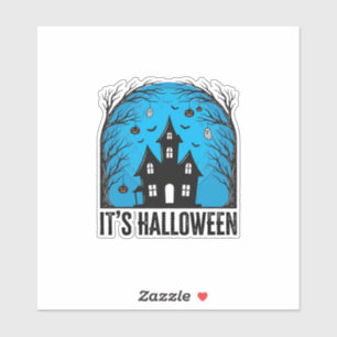 Grusel-Haus-Mond Vintage-Stich Halloween Des Aufkleber
