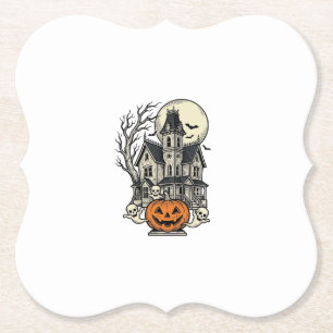 Grusel-Haus-Shirt Vintage-Gravur Halloween De Untersetzer