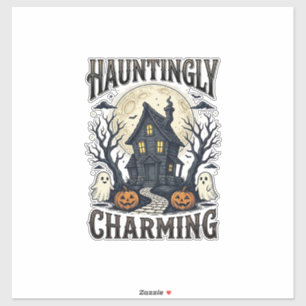 Grusel-Haus-Shirt Vintage-Halloween-Cottage-Desi Aufkleber
