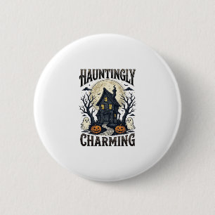 Grusel-Haus-Shirt Vintage-Halloween-Cottage-Desi Button