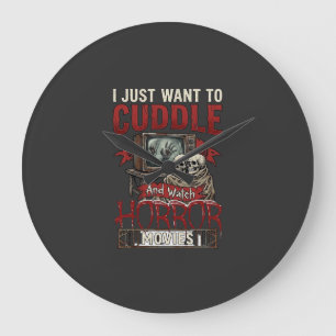 Grusel-Horrorfilme Halloween Schädel Retro Tv Mon Große Wanduhr