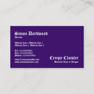 Grusel-Kloster - Dunkles Violett Visitenkarte