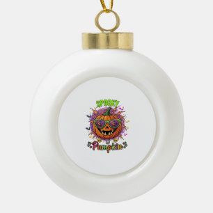 Grusel-Kürbis-Sonnenbrille Mond Spinnweben Totenkö Keramik Kugel-Ornament