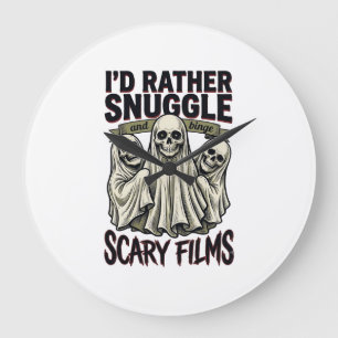 Grusel Kuschel-Shirt Lustiger Totenkopf-Geist Film Große Wanduhr