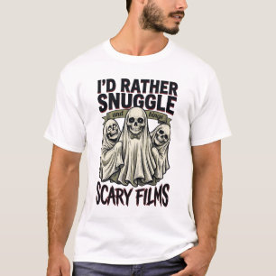 Grusel Kuschel-Shirt Lustiger Totenkopf-Geist Film T-Shirt