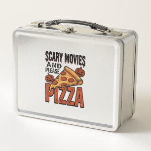 Grusel-Pizza-Shirt für Fans von Gruselfilm-Abenden Metall Brotdose