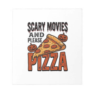 Grusel-Pizza-Shirt für Fans von Gruselfilm-Abenden Notizblock