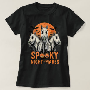 Grusel Retro Gruselnächte Pferde Buh Geister T-Shirt