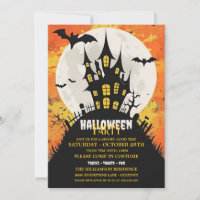 Grusel-Schloss-Halloween-Party-Einladung Vollmond