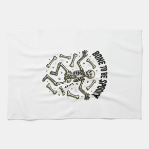 Grusel-Shirt mit Skelett Vintage Halloween Knochen Geschirrtuch