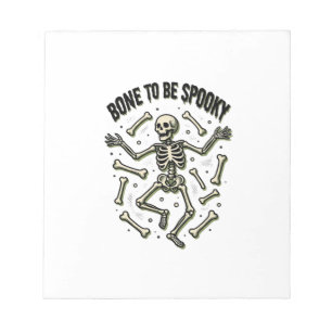 Grusel-Shirt mit Skelett Vintage Halloween Knochen Notizblock