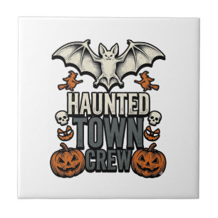 Grusel-Shirt Retro Halloween-Fledermaus-Kürbis T Fliese