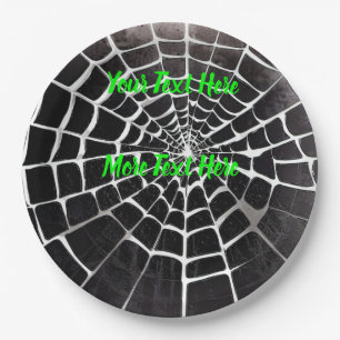 Grusel-Spinnennest-Muster Halloween individuell Pappteller