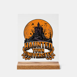 Grusel-Universität Vintage-Halloween-Shirt Acrylschild