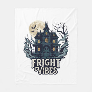 Grusel-Vibes Haloween Spukhaus Vollmond Fledermäus Fleecedecke