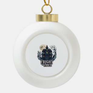 Grusel-Vibes Haloween Spukhaus Vollmond Fledermäus Keramik Kugel-Ornament