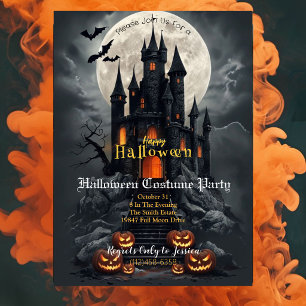 Gruselburg Halloween-Kostenüm-Party-Einladung Einladung