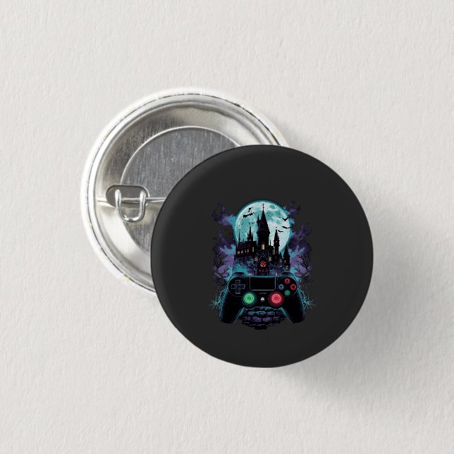 Gruselburg-Horror-Gamer-Design Button (Vorne & Hinten)