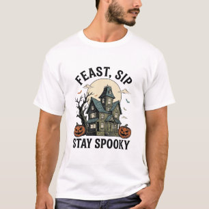 Gruselhaus Halloween Vintage Gravur Spuk S T-Shirt