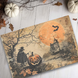 Gruselhaus Vintage Halloween Découpage  Seidenpapier