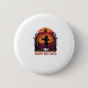 Gruselig aber süße Halloween-Fledermaus-Mädchen-Kü Button