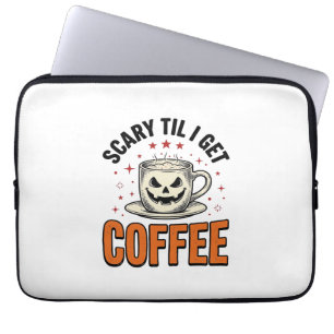 Gruselig bis Kaffee Vintage Halloween Kaffee Shirt Laptopschutzhülle