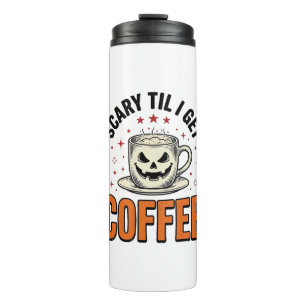 Gruselig bis Kaffee Vintage Halloween Kaffee Shirt Thermosbecher