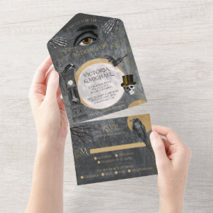 Gruselig Coole Himmlische Vollmond-Gotische Hochze All In One Einladung
