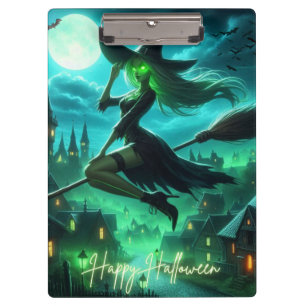 Gruselig grüne Aura Halloween Hexe Klemmbrett