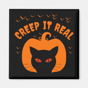 GRUSELIG KOMISCHE KATZE HALLOWEEN MAGNET