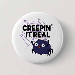 Gruselig lustiger Halloween-Spinnen-Wortwitz Button