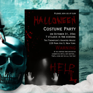 Gruselig moderne blutige Halloween-Kostüm-Party Sc Einladung