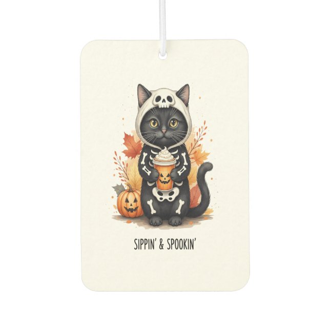 Gruselig süße Katze Halloween Autolufterfrischer (Vorderseite)