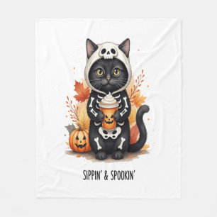 Gruselig süße Katze Halloween Fleecedecke