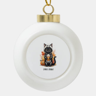 Gruselig süße Katze Halloween Keramik Kugel-Ornament