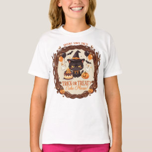 Gruselig süße schwarze Halloween-Katze Hexenparty T-Shirt